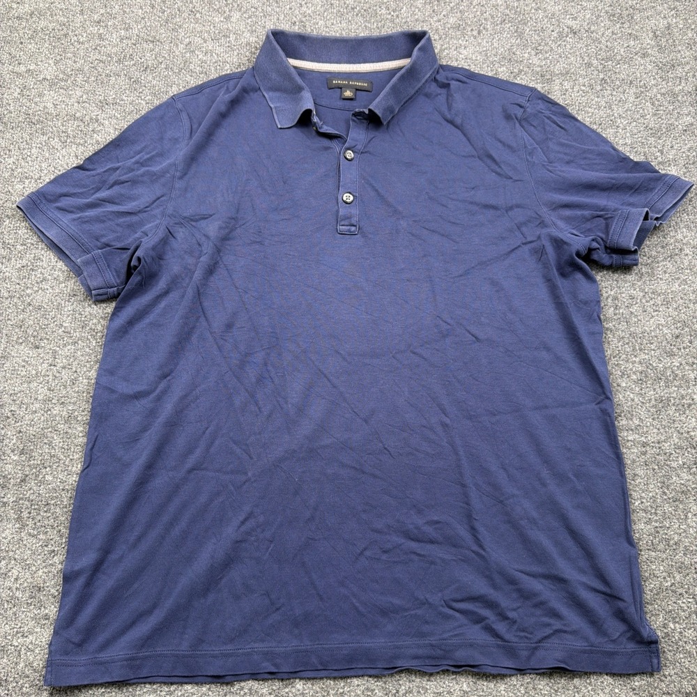 Banana Republic Men's‎ Short Sleeve Polo Shirt Blue Preppy XL Cotton